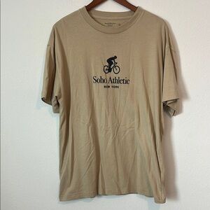 ABERCROMBIE & FITCH Tan Oversized Soft A&F Short Sleeve Graphic T-Shirt